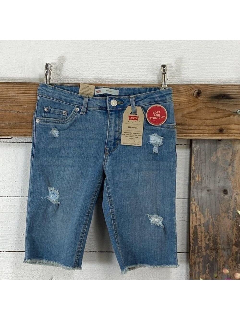 $59 Levi’s Jean Bermuda Shorts Distressed  10R NWT